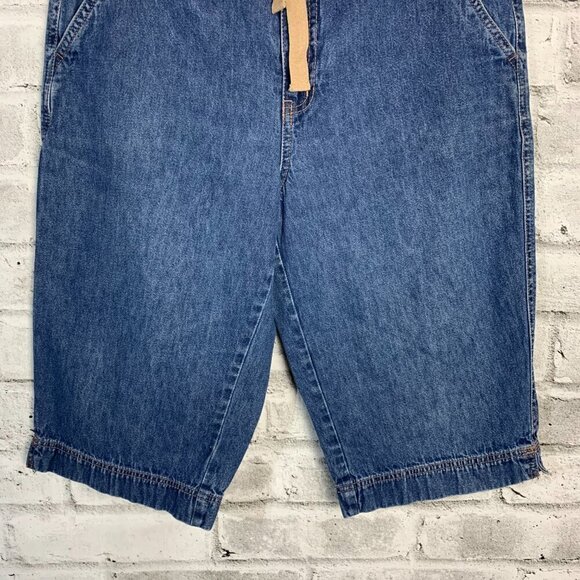 Vintage Denim Jorts Mid High Rise Baggy Relaxed Fit Front Tie Jean Bermuda Short - Picture 5 of 9